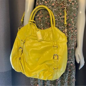 Used only once!  Gorgeous Badgley Mischka American Glamour yellow leather bag